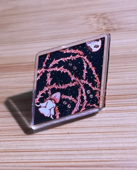 Visit acrylic pin
