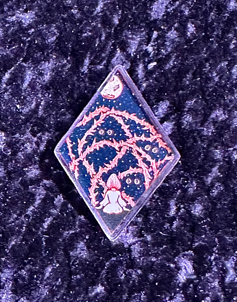 Visit acrylic pin